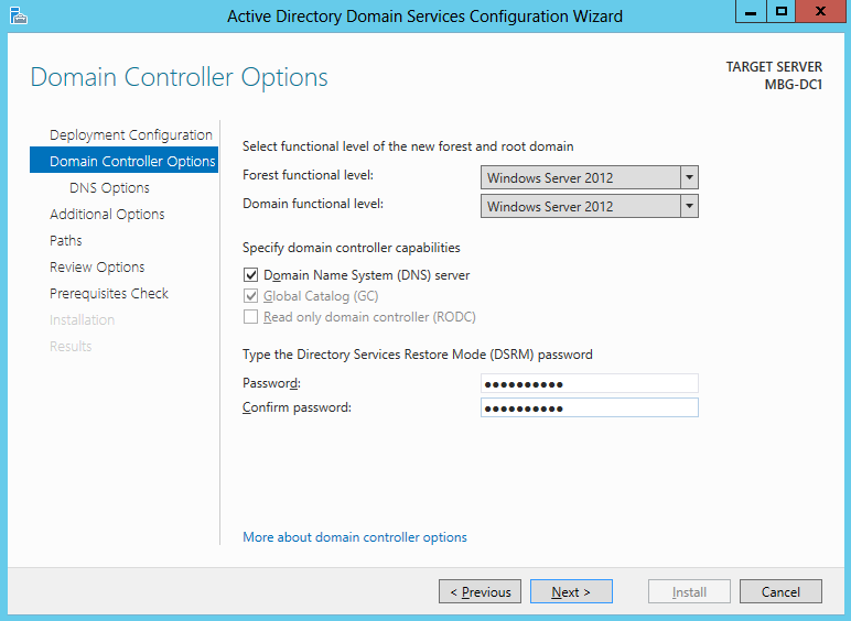 Domain controller settings