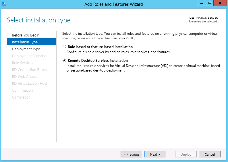 Remote Desktop Services installation