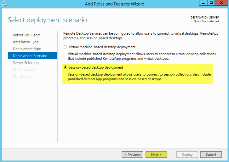 Session-based deployment