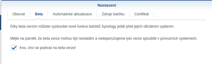 Synology beta packages