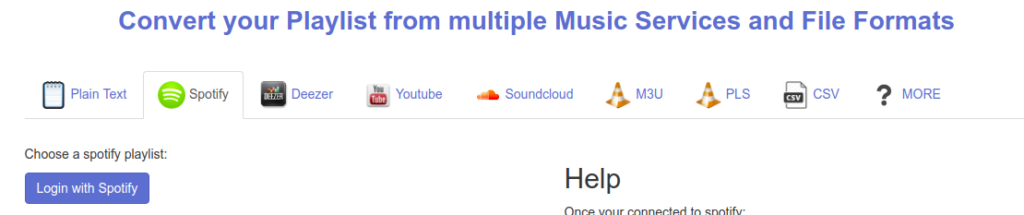 Playlist converter login