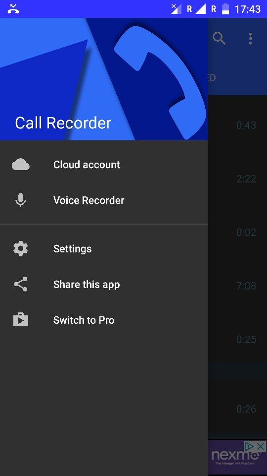 Call recorder settings