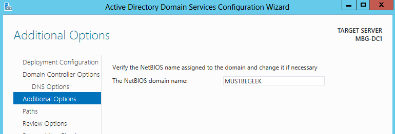 NetBios Windwos server 2012 R2