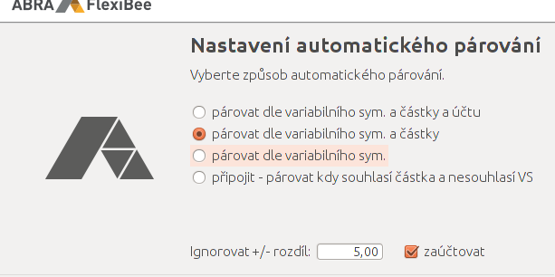 Omezene moznosti parovani Flexibee