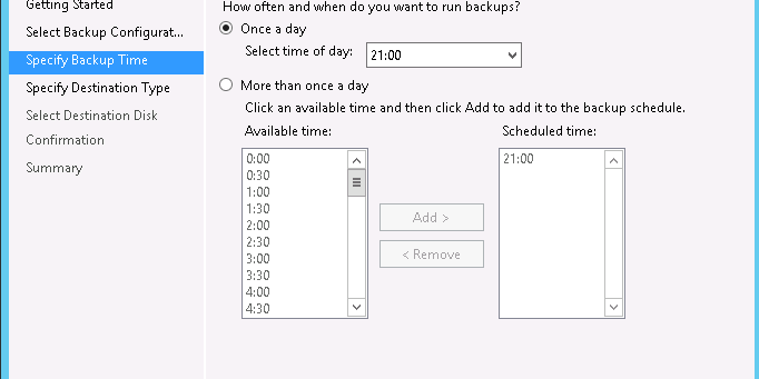 windows server backup scheduler