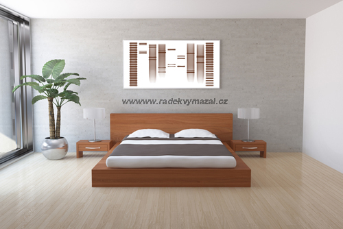 Hnědý interiér s obrazem